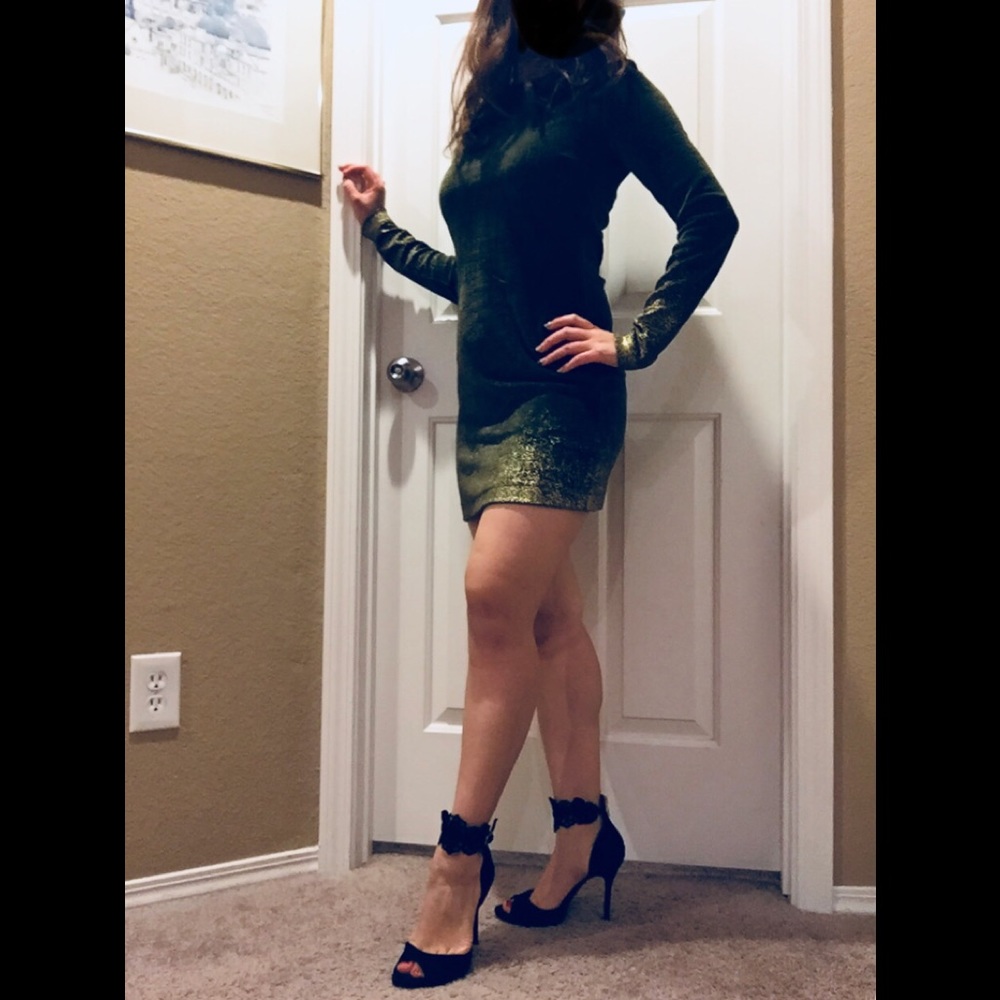 (Sold) Juicy Couture Velvet Dress - Green/Gold